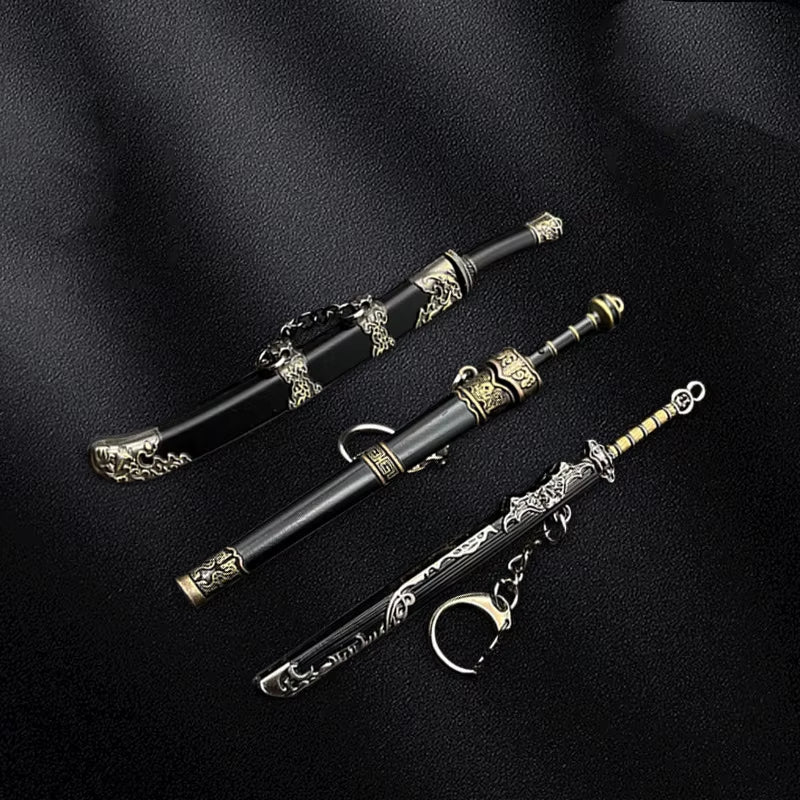 Many Models of Metal Scabbard of Famous Ancient Swords, Keychain Pendant of Small Unopened Blade Weapons