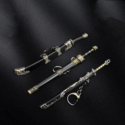 Many Models of Metal Scabbard of Famous Ancient Swords, Keychain Pendant of Small Unopened Blade Weapons