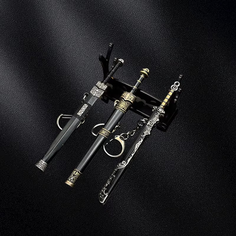 Many Models of Metal Scabbard of Famous Ancient Swords, Keychain Pendant of Small Unopened Blade Weapons